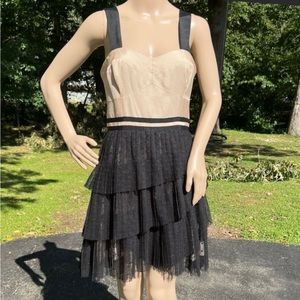 NWT $378 Anthropologie Plenty by Tracy Reese Tiered Black Champaign Corset Dress